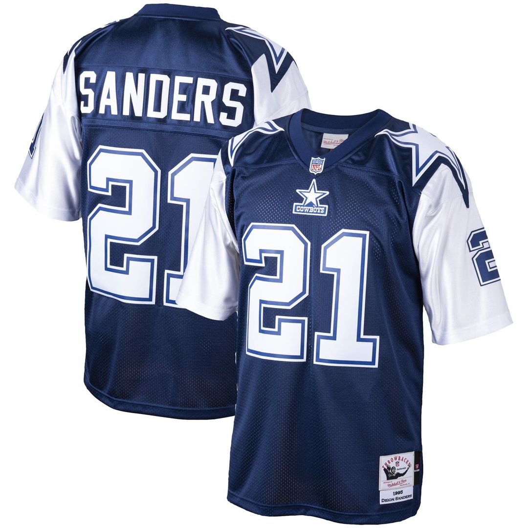 Dallas Cowboys Deion Sanders Mitchell & Ness Navy Big & Tall 1995 Retired Player Replica Jersey - product image 1