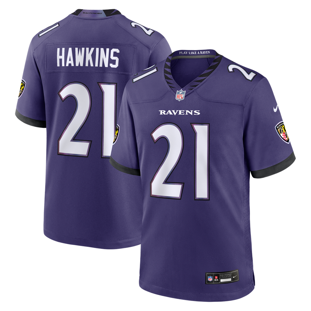 Baltimore Ravens Jaylinn Hawkins Nike Purple Team Game Jersey - product image 1