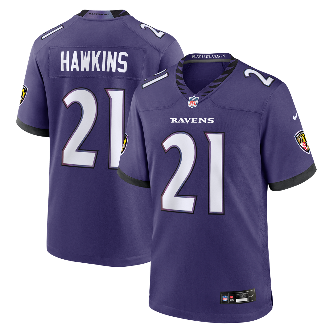 Baltimore Ravens Jaylinn Hawkins Nike Purple Team Game Jersey - product image 1