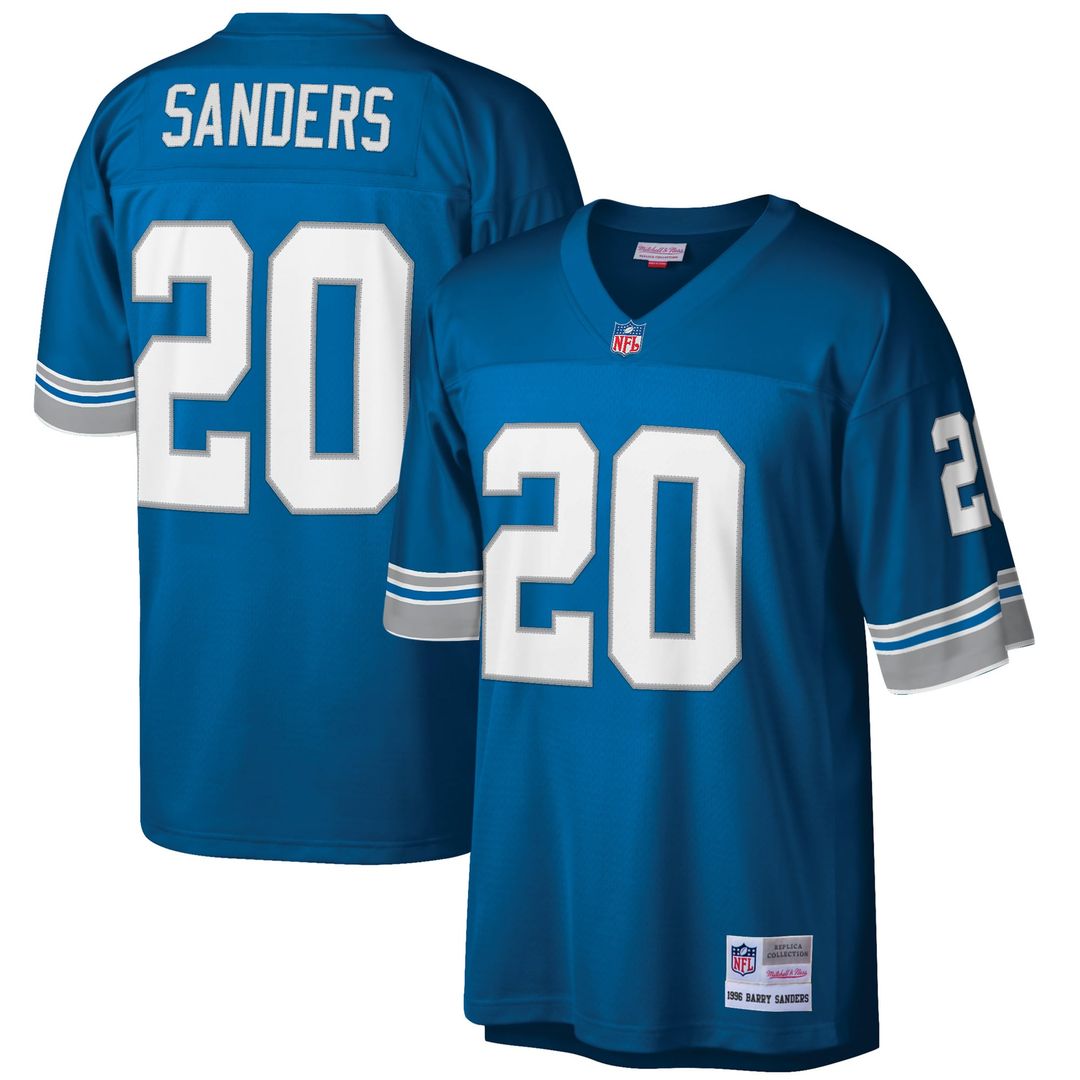 Detroit Lions Barry Sanders Mitchell & Ness Blue Big & Tall 1996 Retired Player Replica Jersey - product image 1