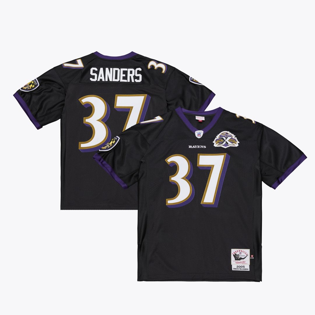 Baltimore Ravens Deion Sanders Mitchell & Ness Black 2005 Authentic Throwback Jersey - product image 1