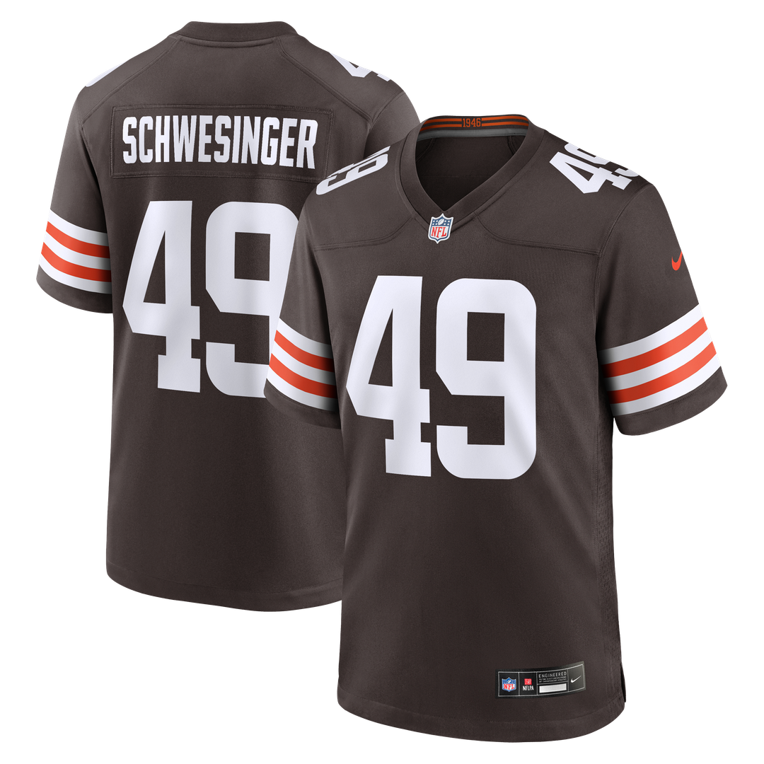 Cleveland Browns Carson Schwesinger Nike Brown 2025 NFL Draft Game Jersey - product image 1