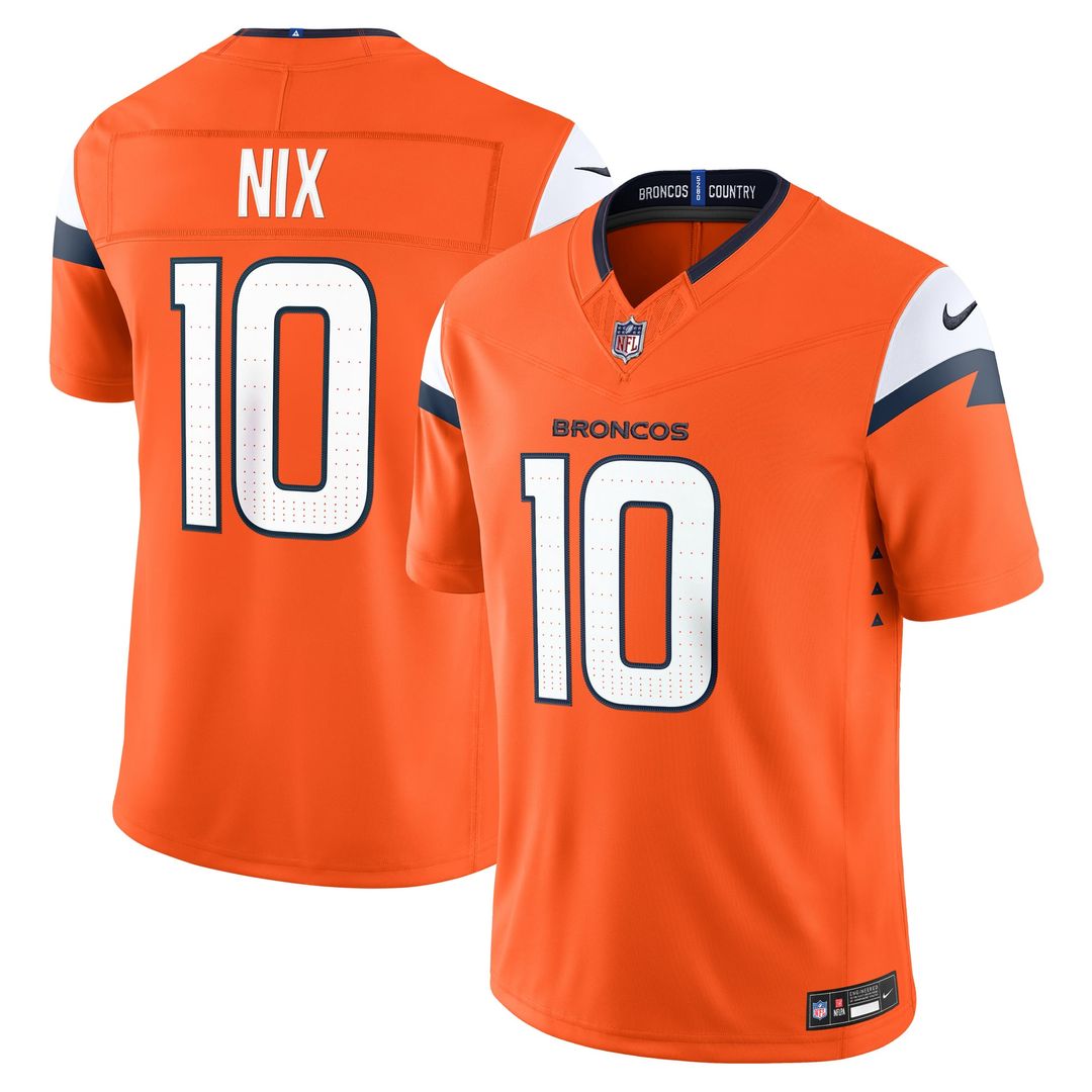 Denver Broncos Bo Nix Nike Orange Team Vapor F.U.S.E. Stitched Limited Jersey - product image 1