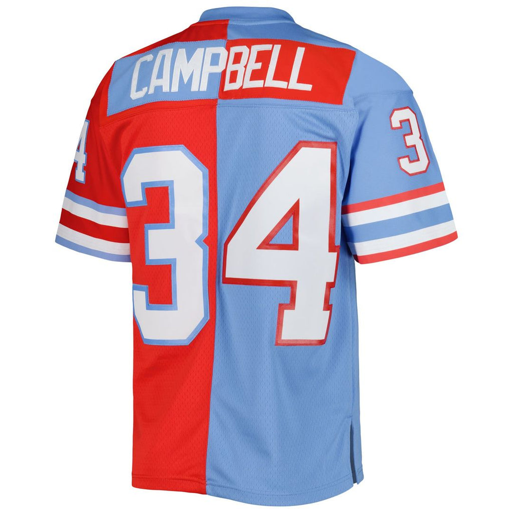 Houston Oilers Earl Campbell Mitchell & Ness Red/Light Blue Gridiron Classics 1980 Split Legacy Replica Jersey - product image 3