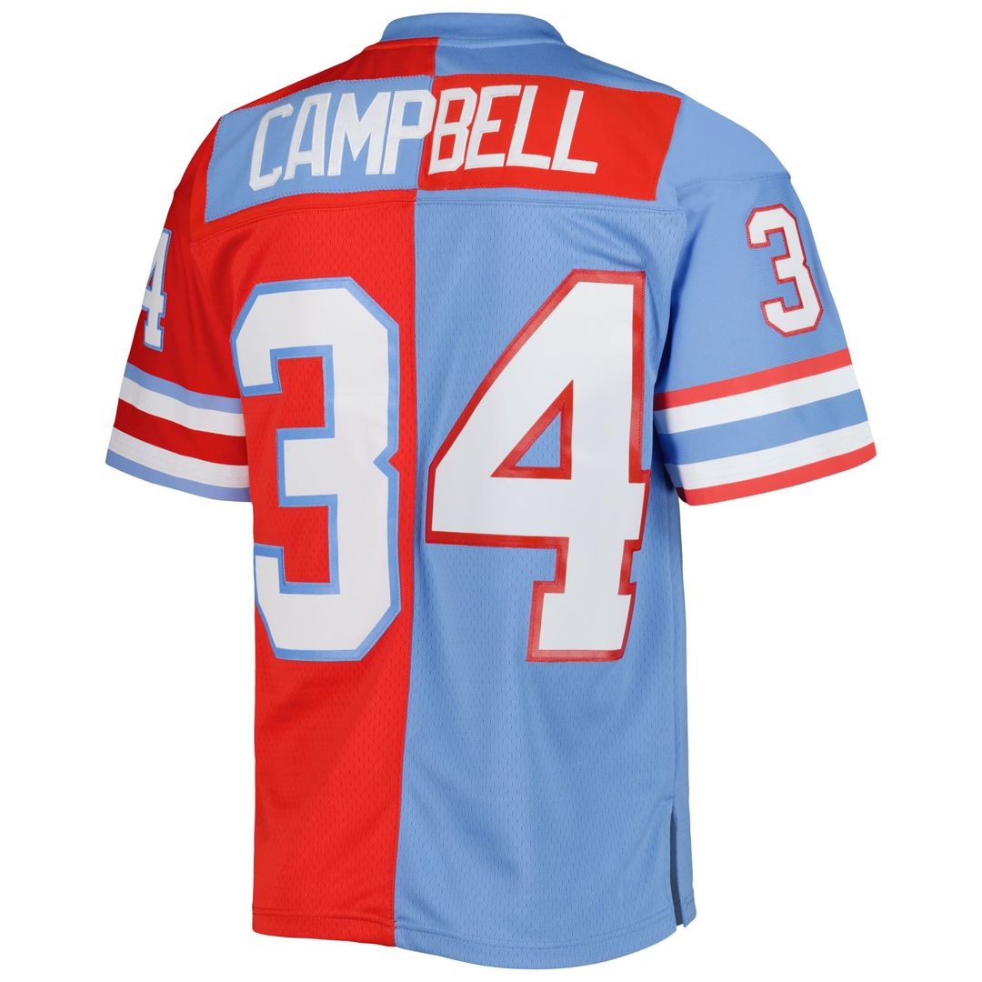 Houston Oilers Earl Campbell Mitchell & Ness Red/Light Blue Gridiron Classics 1980 Split Legacy Replica Jersey - product image 3
