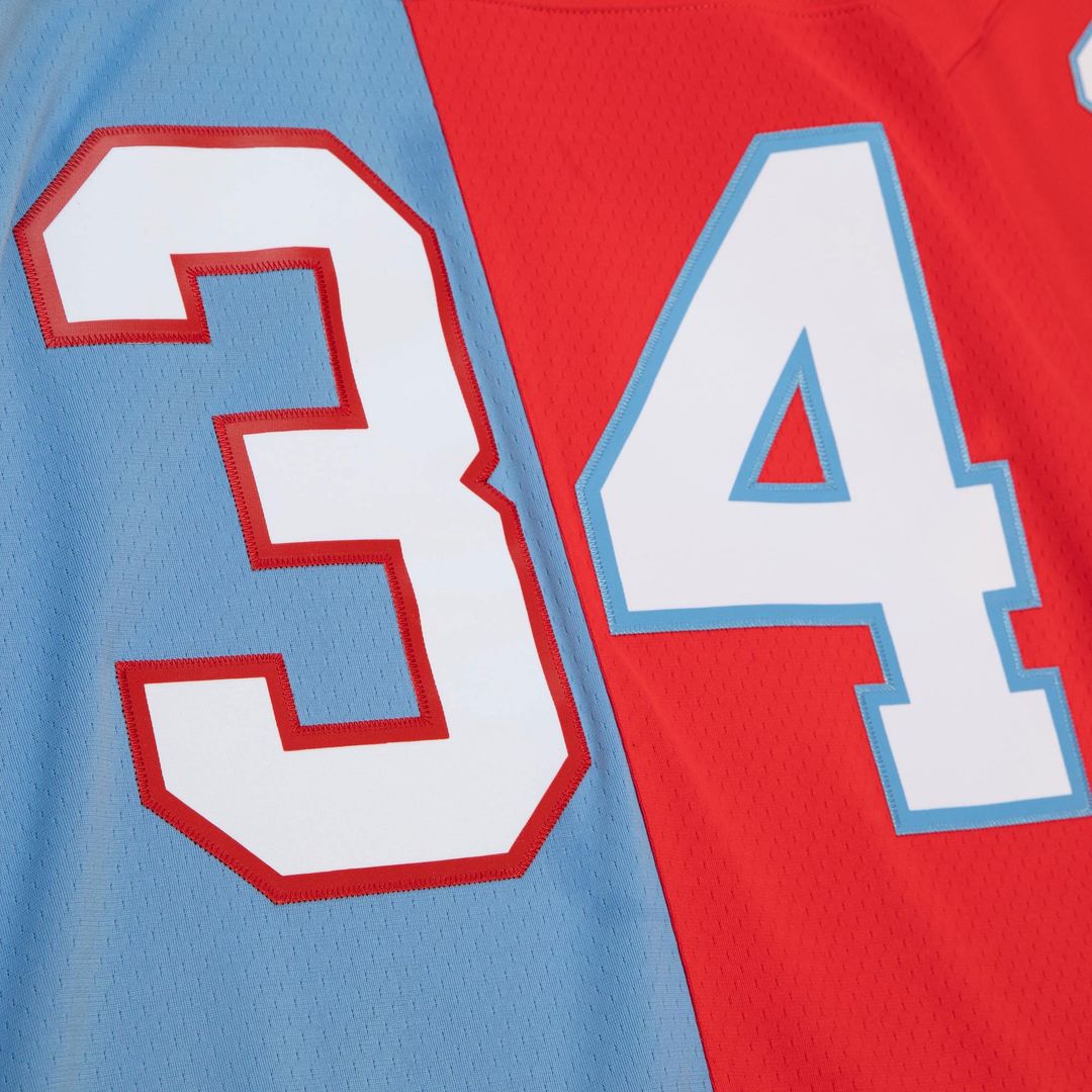 Houston Oilers Earl Campbell Mitchell & Ness Red/Light Blue Gridiron Classics 1980 Split Legacy Replica Jersey - product image 4