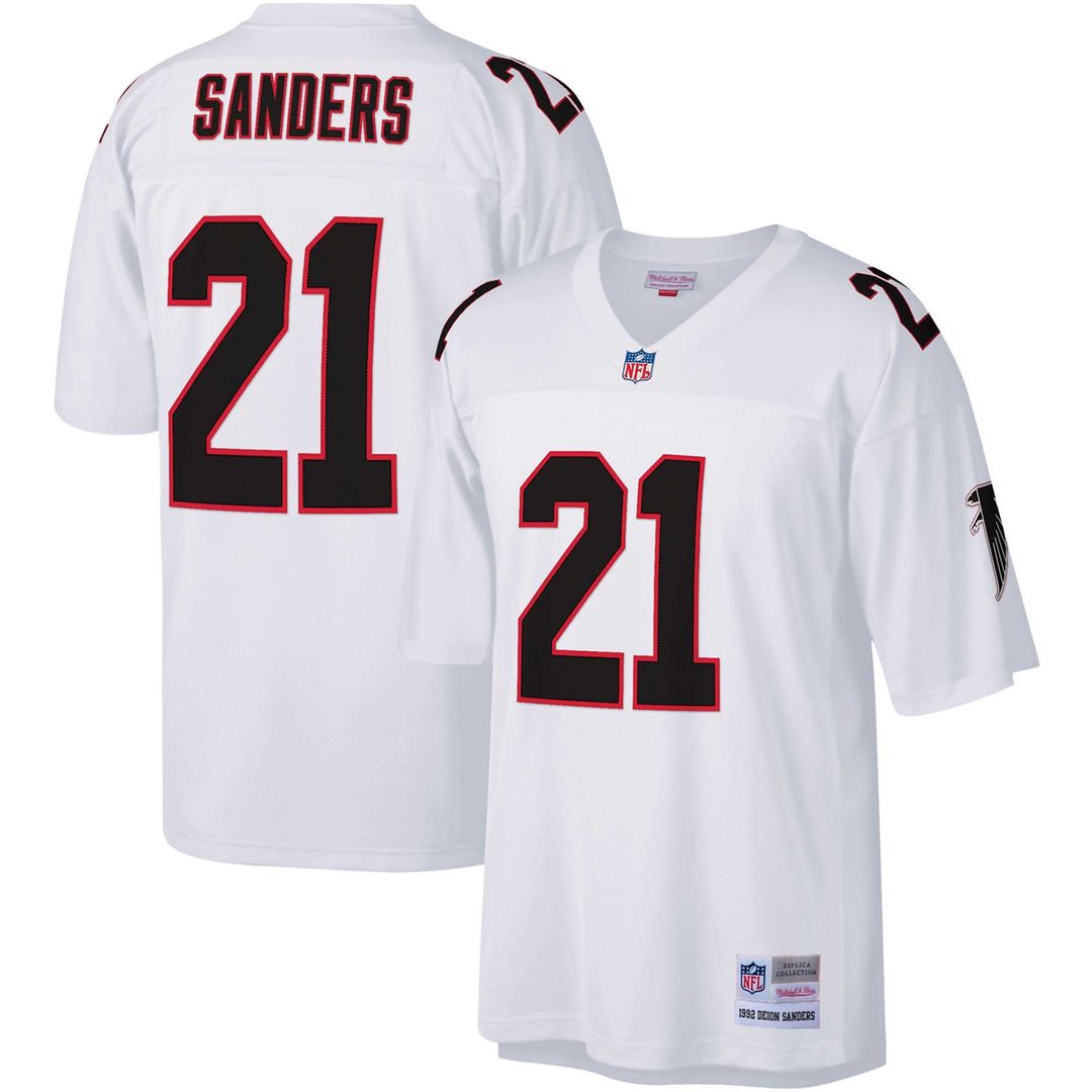 Atlanta Falcons Deion Sanders Mitchell & Ness White Big & Tall 1992 Retired Player Replica Jersey - product image 4