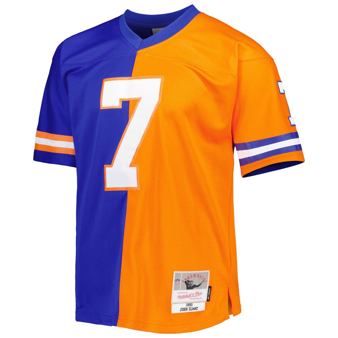 Denver Broncos John Elway Mitchell & Ness Royal/Orange 1990 Split Legacy Replica Jersey - product image 2