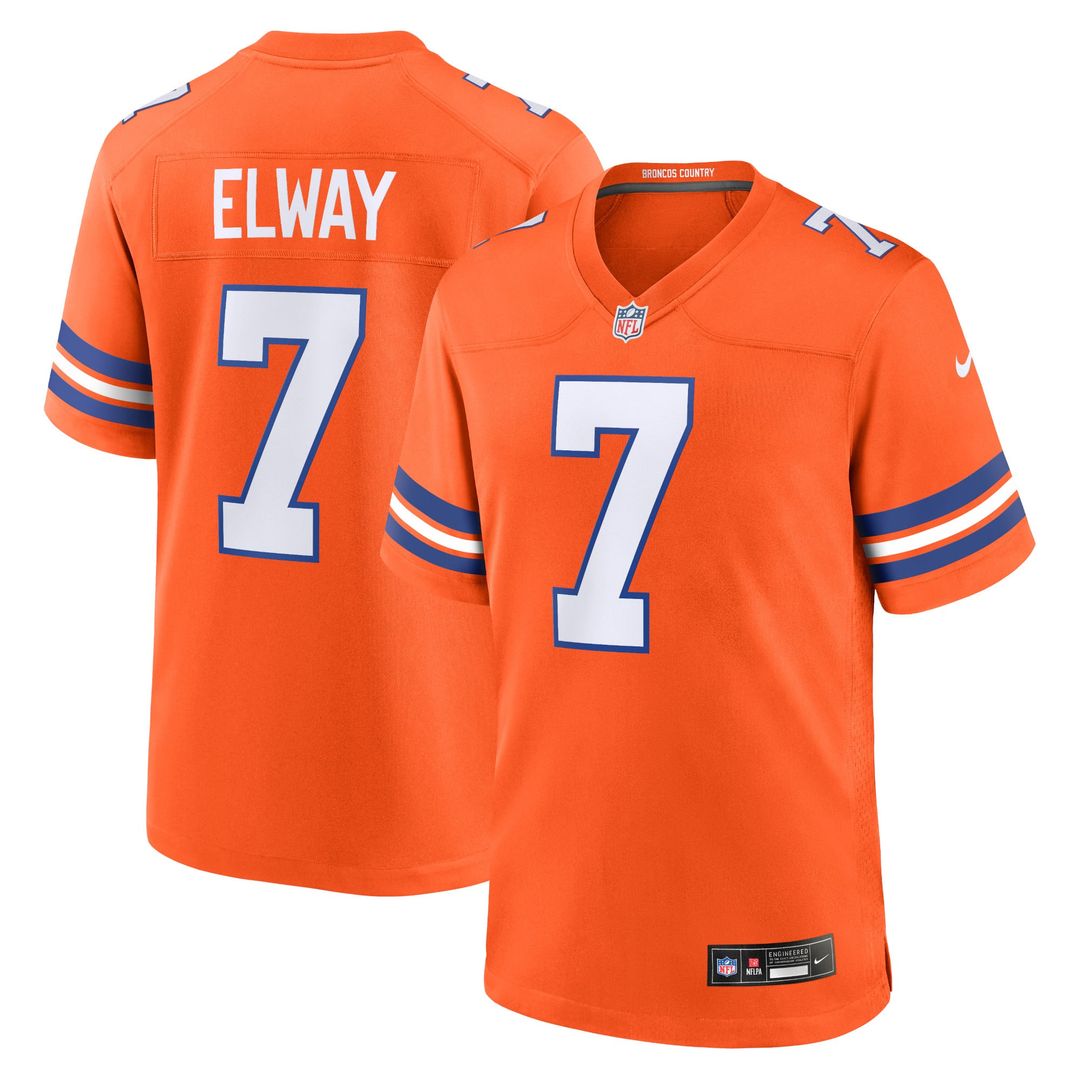 Denver Broncos John Elway Nike Orange Mile High Collection 1977 Throwback Retired Player Game Jersey - product image 1