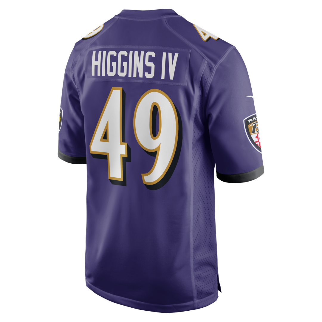 Baltimore Ravens Jay Higgins IV Nike Purple Team Game Jersey - product image 3