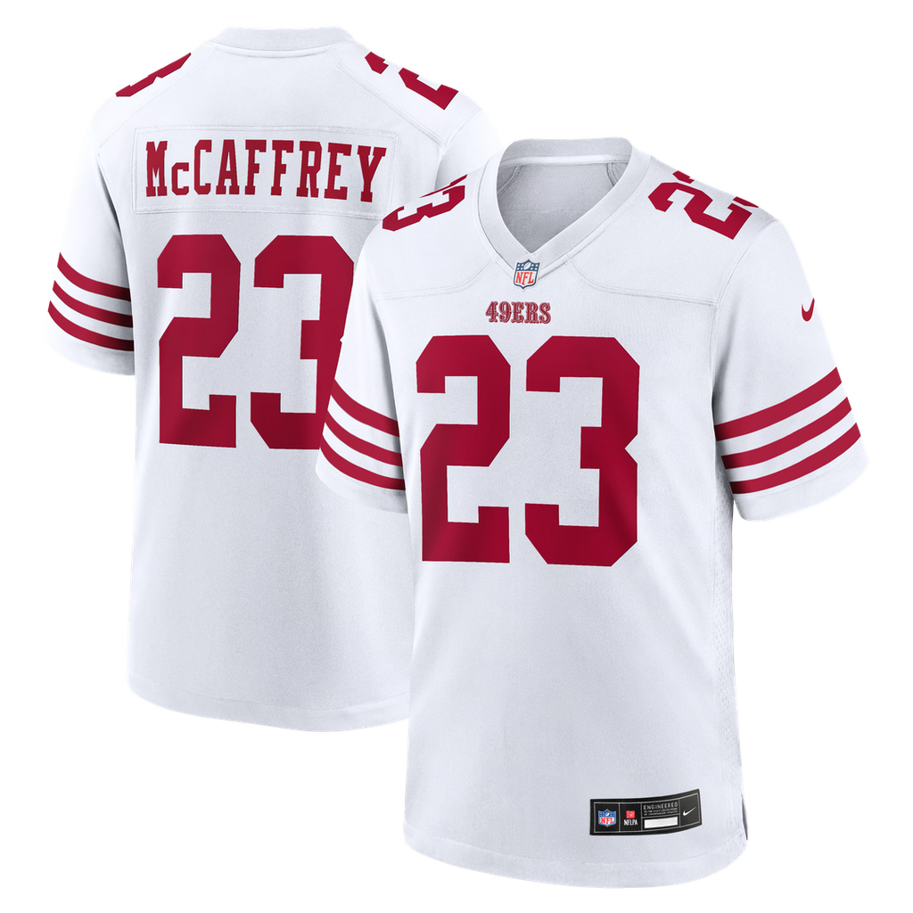 San Francisco 49ers Christian McCaffrey Nike White Game Player Jersey - product image 1