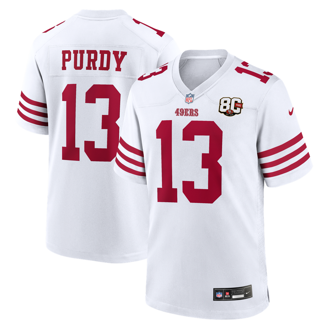 San Francisco 49ers Brock Purdy Nike White 80th Anniversary Game Jersey - product image 1