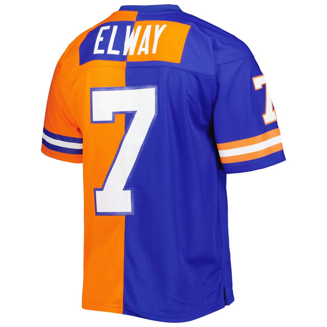 Denver Broncos John Elway Mitchell & Ness Royal/Orange 1990 Split Legacy Replica Jersey - product image 3