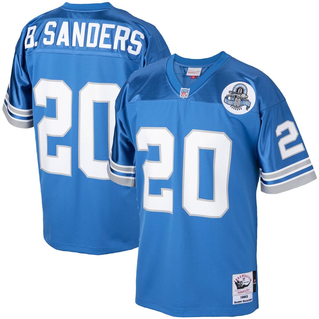 Detroit Lions 1993 Barry Sanders Mitchell & Ness Blue Authentic Throwback Retired Player Jersey - product image 1