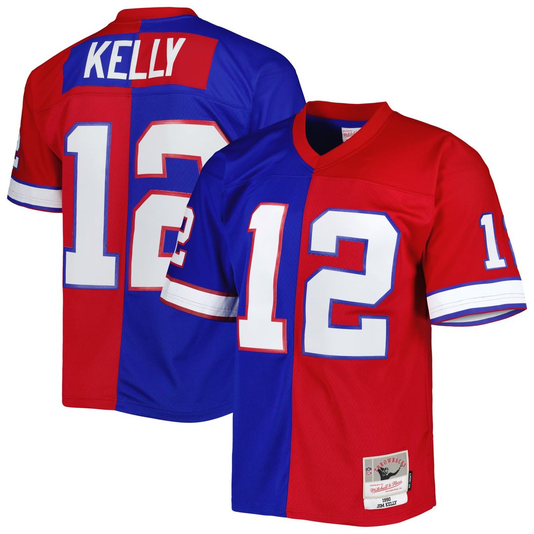 Buffalo Bills Jim Kelly Mitchell & Ness Royal/Red 1990 Split Legacy Replica Jersey - product image 1
