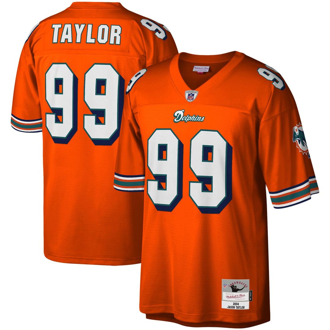 Miami Dolphins Jason Taylor Mitchell & Ness Orange Big & Tall 2004 Retired Player Replica Jersey - product image 1